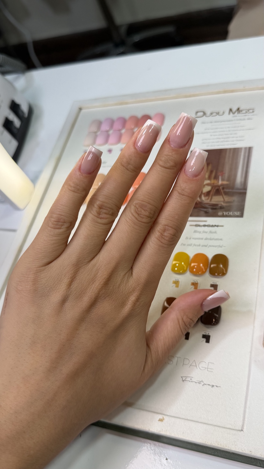 Pink French manicure created at Lune de Beauty